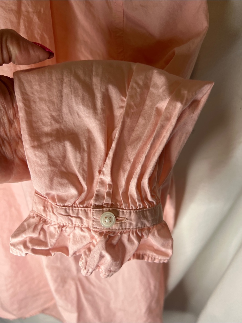 J.Crew Pink Ruffle Button-Up Blouse Size10 - Picture 5 of 9